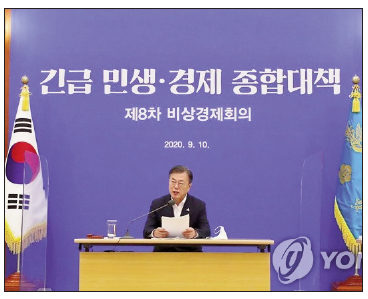 제8차 비상경제회의를 주재하는 문재인 대통령(사진 : 연합뉴스)